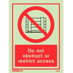 Jalite 8190D Do Not Obstruct Or Restrict Access Sign - 150 x 200mm