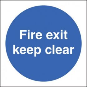 Fire Exit Keep Clear Sign - Self-Adhesive Vinyl - 100 x 100mm - 21606U