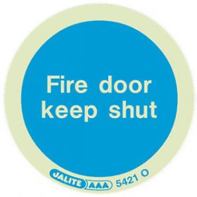 5421O Jalite Photoluminescent Fire Door Keep Shut Adhesive Disc - 80mm Diameter