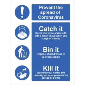Prevent The Spread Of Coronavirus - Catch It Bin It Kill It Sign - Self-Adhesive Vinyl - 25028E