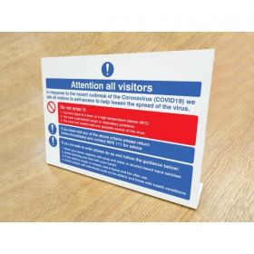 Coronavirus Guidance Desktop Sign For Building Visitors - 54993