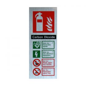 Aluminium Metal Effect CO2 Fire Extinguisher ID Sign - Jalite ME6265MR