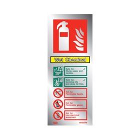 Polished Aluminium Metal Wet Chemical Fire Extinguisher ID Sign - Jalite ME6367MR