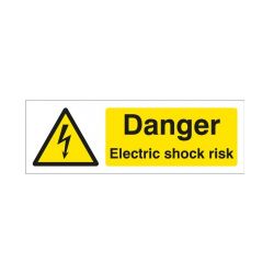 Danger Electrical Shock Risk Warning Sign - Rigid Plastic - 300 x 100mm