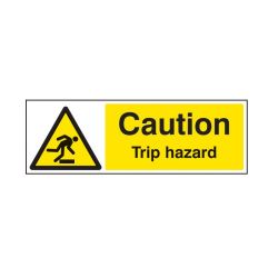 Caution Trip Hazard Warning Sign - Rigid Plastic - 300 x 100mm