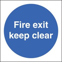 Fire Exit Keep Clear Sign - Self-Adhesive Vinyl - 80 x 80mm - 21606B