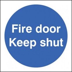 Fire Door Keep Locked Shut Sign - Self-Adhesive Vinyl - 80 x 80mm - 21621B