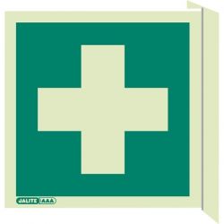 Jalite 4175/FS20 Wall Mounted Double Sided First Aid Sign - Photoluminescent