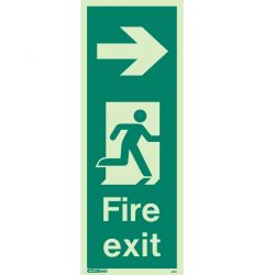 Jalite 442K Right Arrow Photoluminescent Fire Exit Sign (150 x 400mm) For Wall / Column Mounting