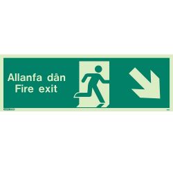 Jalite Allanfa Dan Fire Exit Sign - Down Right Arrow - 482U