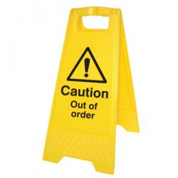 Caution Out Of Order Standing Warning Sign - Yellow - 58543