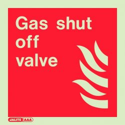 Jalite 6581C Gas Shut Off Valve Sign - Photoluminescent - 150 x 150mm