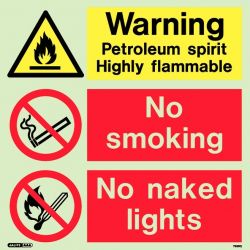 Jalite 7389Q Warning Petroleum Spirit Highly Flammable Sign