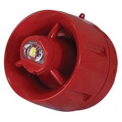 C-Tec BF433A/CX/SR Wall Mounted Sounder VAD Beacon With Shallow Base - Red Body Clear Lens