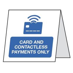 Card And Contactless Payments Only Double Sided Table Card - Pack of 5 - CV0036