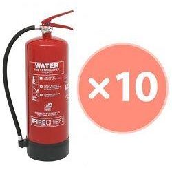Firechief FXW9 9 Litre Water Fire Extinguisher - Bundle Pack Of 10 (Supply With 80 x 200mm ID Signs (Pack of 10))