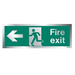 Jalite Rigid PVC Metal Effect Fire Exit Sign With Left Arrow - ME430