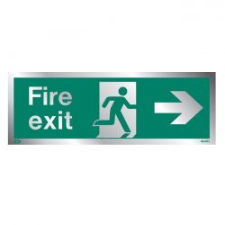 Jalite Rigid PVC Metal Effect Fire Exit Sign With Right Arrow - ME435T