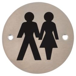 Weldit Unisex Toilet Disc Sign - Satin Stainless Steel