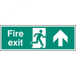 Fire Exit Sign - White - Up Arrow